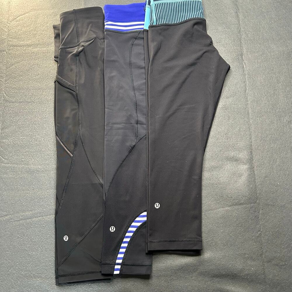 3 Lululemon capri leggings Bundle Lot Size 4 workout athletic 3/4 length - Picture 2 of 7